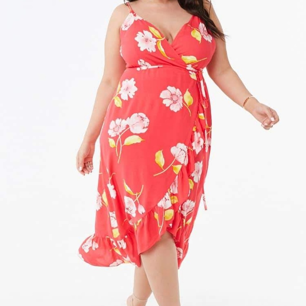Forever21 Plus Size Floral Wrap-Front Dress